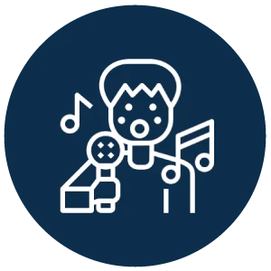 expression Illustration of a child expressing their voice through a microphone.