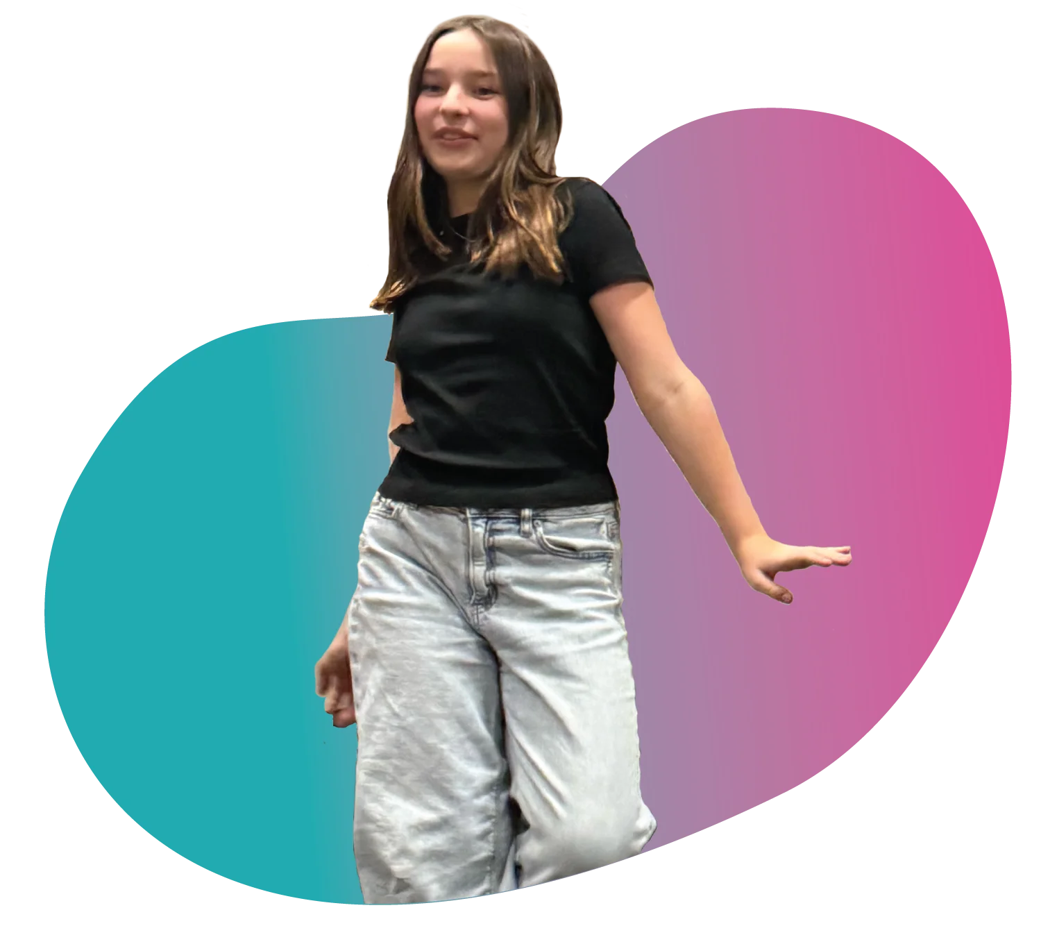 Classes - Is FAME Right for Your Family A happy student striking a confident dance pose at FAME Performing Arts, illustrating how children thrive in our non-competitive Mount Pleasant studio.